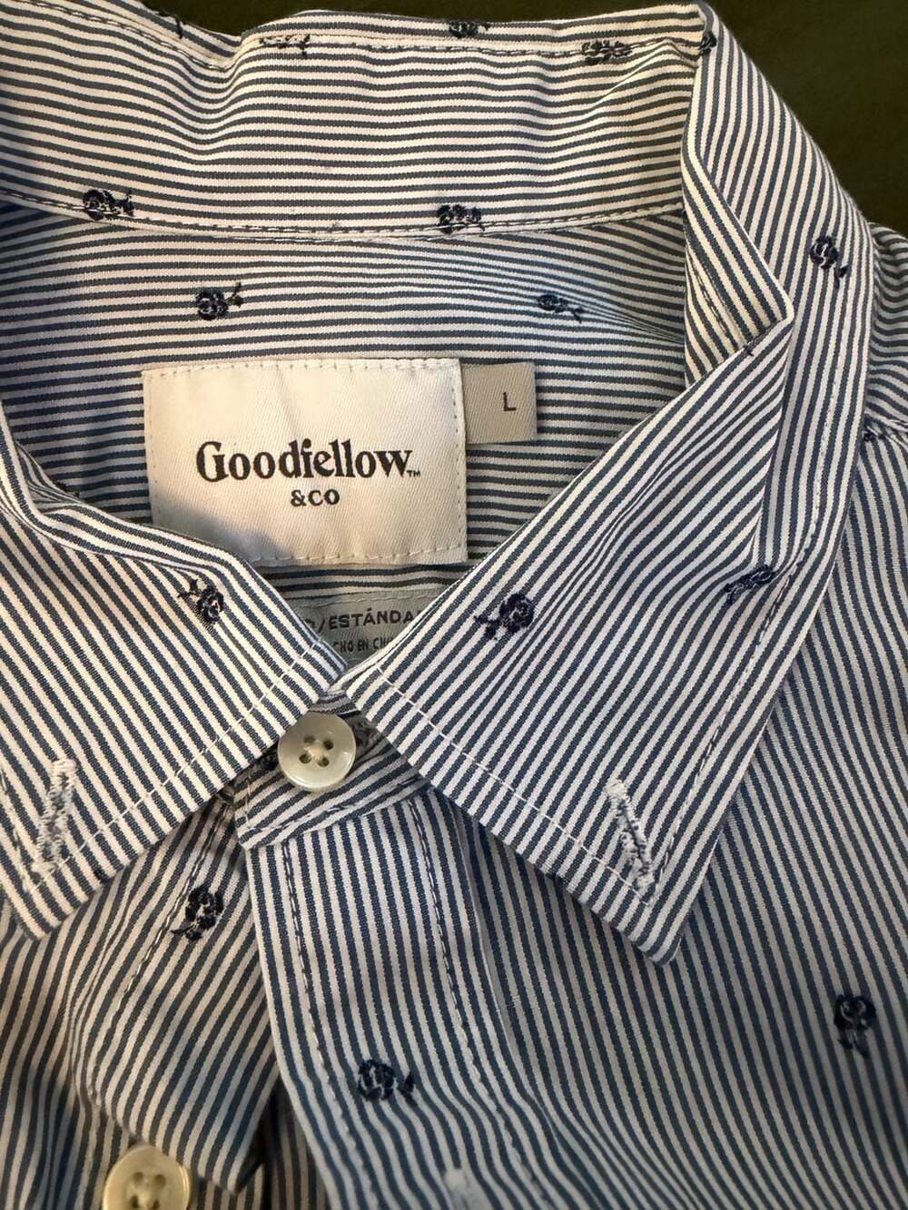 Goodfellow & Co Northrop Shirt Size L Striped Embroidered Button Down